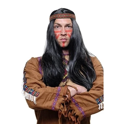 Image of Wig ME UP LM3049 P103 headband Native American Man Men Woman Black long sleek