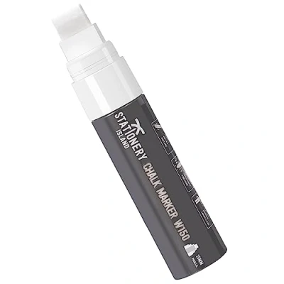 Image of STATIONERY ISLAND Chalk Pen White, Marker for Blackboard, Erasable Liquid Pen, Wipeable Chalkboard, Window, Glass and Mirror (15mm Nib)