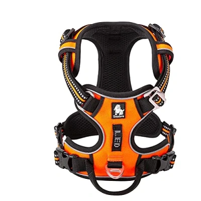 Image of WINHYEPET True Love No Pull Dog Harness Extra Reflective Pet for Small Medium Large Dogs Adjustbale Running Walking Padded Soft Mesh Vest Easy Control TLH56512(Orange,XL)