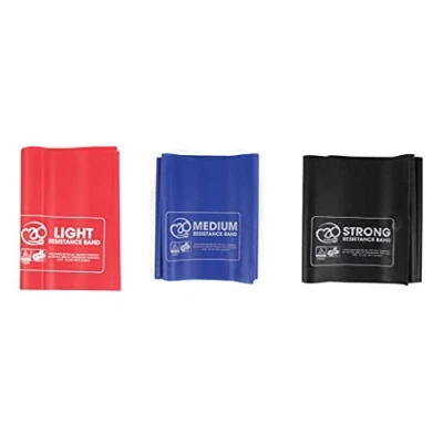 Image of Fitness Mad Resistance Band Kit 3 Strengths of and handles (Red, Blue, Black)