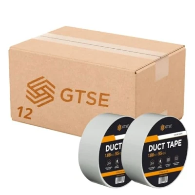 Image of GTSE 12 Rolls, White Duct Tape, 48mm x 50m, 2 Waterproof Strong Adhesive Gaffer Tape for Patching, Sealing, Securing Cables and Labelling, Heavy Duty