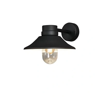 Image of Konstsmide Outdoor Wall Light Mains Powered/Vega Down Traditional Porch Lantern/1 x 60 W E27 Max Lamp/Clear Glass/Aluminium/IP54/Outside Matt Black,29 26,5 36 cm