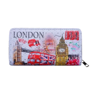 Image of ShopEwebb Union Jack London Icons Pictures Wallet Purse with Zip Closure