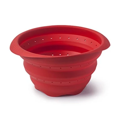 Image of Zeal M125R Stick Non Scratch Collapsible Colander, Silicone,Red,22.5 x 19 4 cm