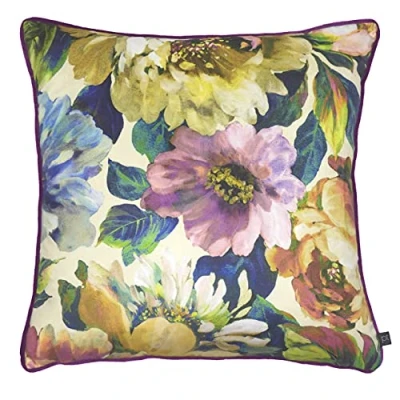 Image of Prestigious Textiles Secret Oasis Tropical Floral Piped Feather Filled Cushion Multicolour One Size