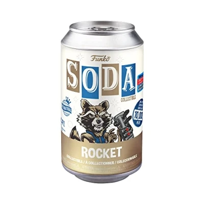 Image of Funko Vinyl SODA: Rocket Raccoon Flocked Chase. (Styles May Vary) Marvel Comics Collectable Figure Gift Idea Official Merchandise Toys for Kids &amp; Adults Comic Books Fans