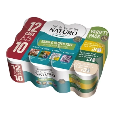 Image of Naturo Adult Dog Grain &amp; Gluten Free 390 x 12 pack Variety Cans