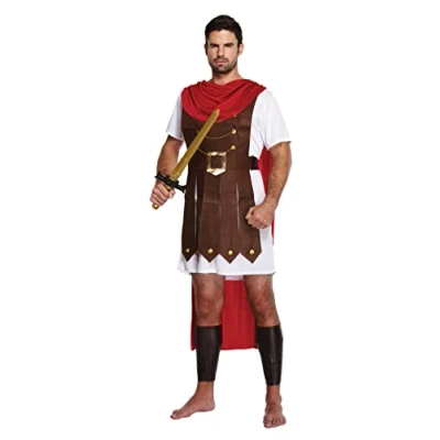 Image of HENBRANDT Adult Men’s Roman General Fancy Dress Costume Spartan Fighter Gladiator Centurion Cosplay Historical Up Outfit One Size Mens