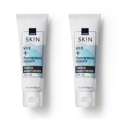 Image of Avon Nutra Effects Radiance Tinted Moisturising Day Cream Duo SPF20, 50ml, Infused with Pomegranate Extract for Radiant Skin, Healthy Looking Glow, Cruelty Free