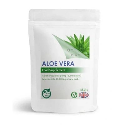 Image of Aloe Vera 10,000mg Tablets (Vegan) Healthy Hair, Skin and Nails Colon Cleanse &amp; Digestion Support (Pack of 30)