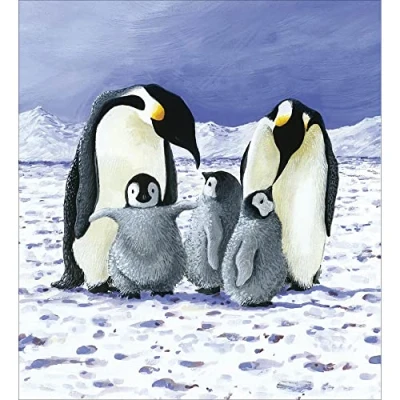Image of Woodmansterne Artistic Charity Christmas Cards Emperor Penguins &amp; Chicks Eco Friendly Recyclable Pack of 5