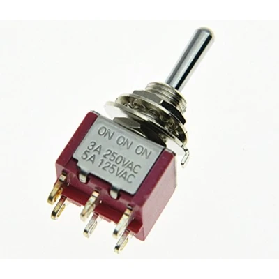 Image of SALECOM 5pcs DPDT 6 Pin 3 Way ON/ON/ON Guitar Mini Toggle Switch Car/Boat Switches