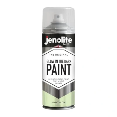 Image of JENOLITE Glow In The Dark Spray PAINT NIGHT LUMINOUS Multi Surface Lacquer Only Visible Ideal For Art, Craft, Safety Signage 400ml
