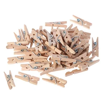 Image of TTTLLNN 50Pcs/Set Wooden Clothes Photo Paper Pegs Clothespin Cards Craft Clips