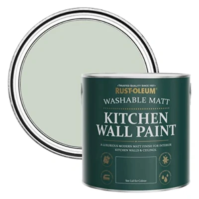 Image of Rust Oleum Green Washable Kitchen Wall Paint in Matt Finish Laurel 2.5L