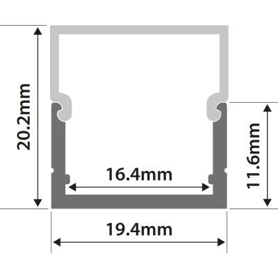 Image of Lyyt Aluminium LED Tape Profile Box Section 2 Metre