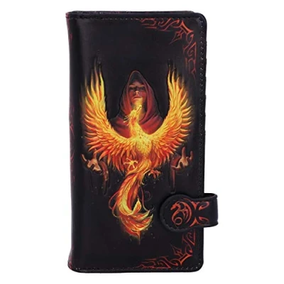 Image of Nemesis Now Anne Stokes Phoenix Rising Mythical Bird Embossed Purse, Black, 18.5cm, Polyurethane