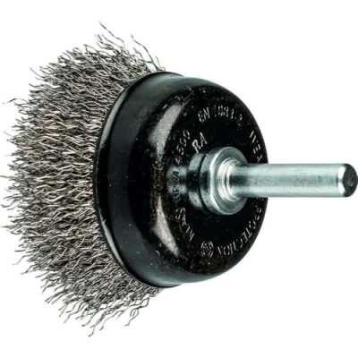 Image of Pferd Cup Brush Crimped TBU Diameter 50mm Shank 6mm Stainless Steel Wire 0.30 Power Drills (1)
