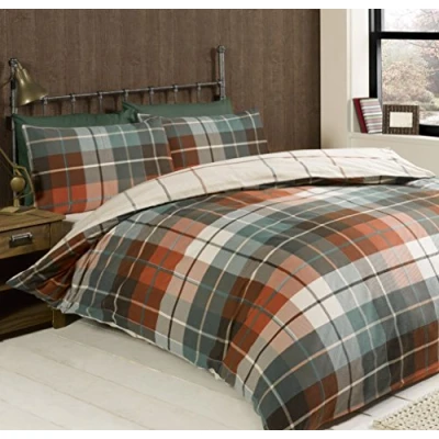 Image of Rapport Home Lomond 100 Percent Brushed Cotton Duvet Cover Set, Terracotta, Super King