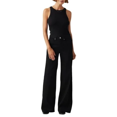 Image of Levi&#039;s Women&#039;s 318 Shaping Wide Leg Jeans, Soft Black, 29W / 32L