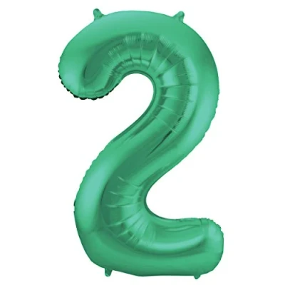 Image of Folat 65912 Number 2 Metallic Mat Foil Balloon, Green