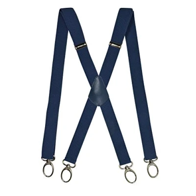 Image of Olata X Shape Skinny Style Unisex Braces/Suspenders with Carabiner Clips 2.5cm. Blue