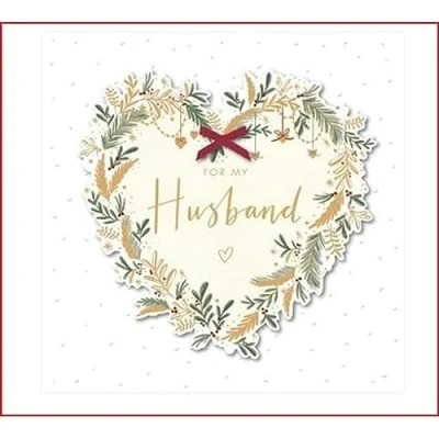Image of UK Greetings Husband Christmas Card for My Heart Wreath