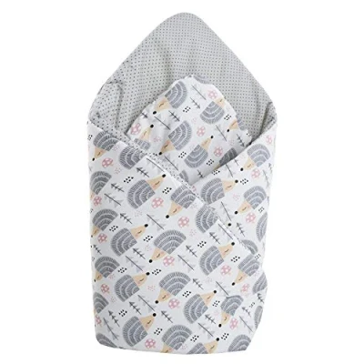 Image of Medi Partners Swaddling Blanket Pillow 100% Cotton 75x75cm Sleeping Bag Double Sided Soft All Year Round Multifunctional Anti Allergic Babies (Grey Hedgehogs)