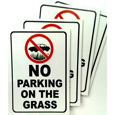 Image of NO PARKING ON THE GRASS CORREX SIGN A4 A3 A2 WEATHERPROOF FADEPROOF (A4x4pack)