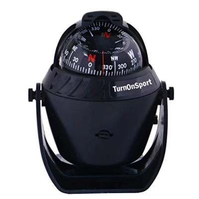 Image of Boat Compass Dash Mount Flush Boating Dashboard Suction Navigation Marine Boats Surface Illuminated Ship Electronic Sea Cup (Black)