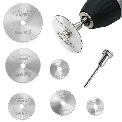 Image of 6PCS Drill Saw Blades for Dremel Rotary Tool, HSS Circular Mandrel Tool Set Cutting Discs with Straight Shank Drills Tools Wood Plastic Metal Diamond
