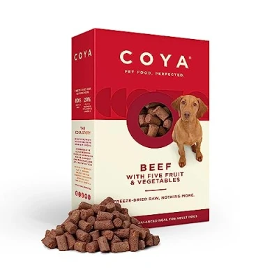 Image of COYA Freeze Dried Raw Dog Food, Beef (150g) Hypoallergenic &amp; Grain Free, Made With 80% Meat 20% Fruit Vegetables Complete Food In A Easy Solution, Without The Chore