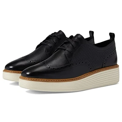 Image of Cole Haan Womens Originalgrand Platform Wingtip Oxford Lace Up Shoes Black 6 UK