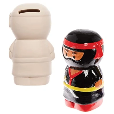 Image of Baker Ross FX856 Ninja Ceramic Money Banks Box of 2, Painting Craft Kits for