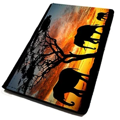 Image of Passport Cover/Holder. Elephant Family Sunset. Holiday Travel Protection for Your Passport.