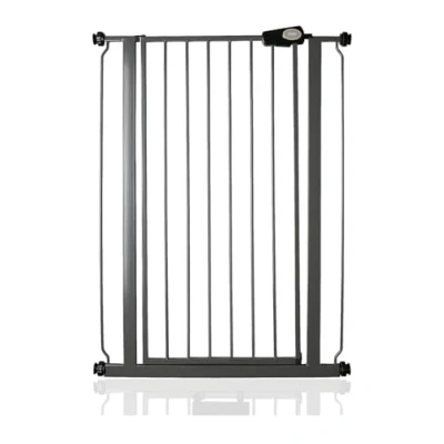 Image of Safetots Extra Tall Metal Safety Gate Pressure Fit, 81.4cm 89cm, Slate Grey, 104cm in Height, Stair Gate, Baby Easy Installation