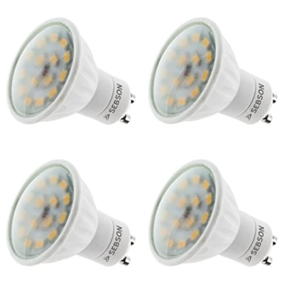 Image of SEBSON GU10 LED Bulbs Warm White 3000K, 5W 4 Pack Spot Lights Ceiling Equivalent 35W Halogen Bulbs, 380lm, 110º Beam Angle 230V Bulb, not dimmable