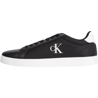 Image of Calvin Klein Men’s Cupsole Trainers with Logo, Black (Ck Black/Bright White), 6