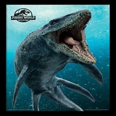 Image of Jurassic Park FP12278P PL World Fallen Kingdom (Mosasaurus) Framed Print, Multi Coloured, 30 x 40cm