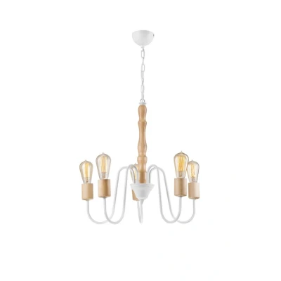 Image of Norah Industrial Multi Arm Pendant Ceiling Light White, 5x E27