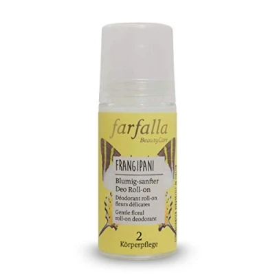 Image of farfalla Frangipani Roll On Deodorant 50 ml Flowery Gentle without Aluminium and Alcohol 100% Certified Natural Cosmetics Stick with Sensual Fragrance Vegan