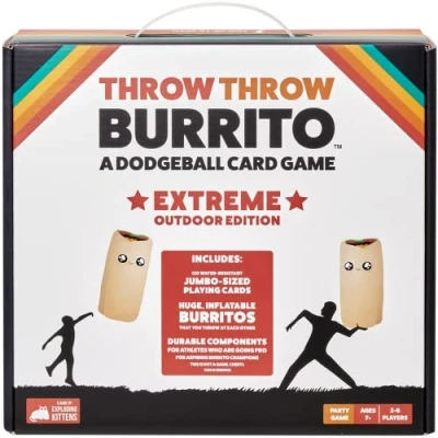 Image of Throw Burrito Extreme Outdoor Edition by Exploding Kittens 2 6 Players Ages 7+ 15 Minutes to Play Jumbo Dodgeball Card Game Party Game, Family Night, Kid and Adult