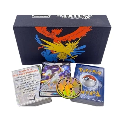 Image of The Toy Box Pokemon Bundle 100 Assorted Cards, 1x Rare Ultra Shiny &amp; Game Coin