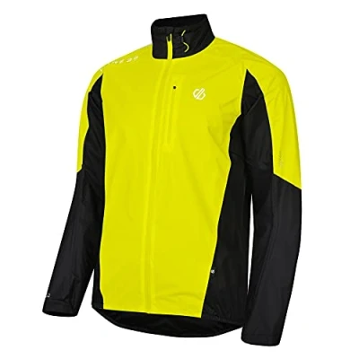 Image of Dare2b Men Mediant Lightweight Waterproof and Breathable Reflective Ventilted LED Compatible Cycling Shell Jacket Fluro Yellow/Black, X Large