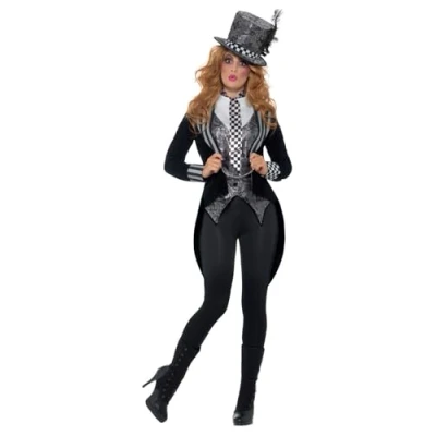 Image of Smiffys 46825L Deluxe Miss Hatter Costume, Black, S UK Size 08 10