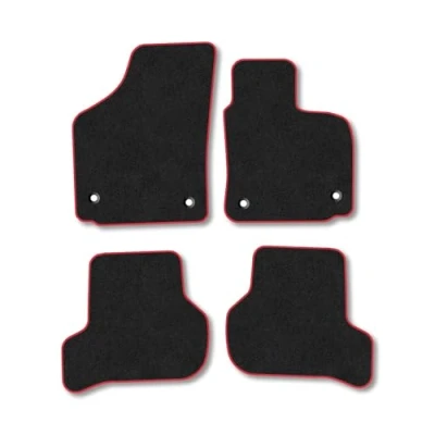 Image of Car Mats Compatible with Seat Leon (2005 2009) Tailored Fit Red Carpet Floor Set Accessory Custom 4 Pieces Anti Slip Backing &amp; Binding Trim Edge