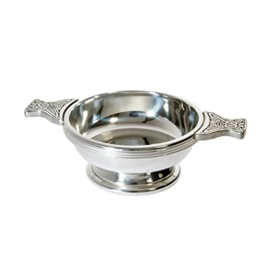 Image of Wentworth Pewter Medium Quaich Whisky Tasting Bowl Loving Cup Burns Night