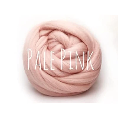 Image of Merino Wool for arm Knitting Chunky Blanket Weaving Felting Jumbo Yarn Giant Soft (100g (0.22lb), Pale Pink)