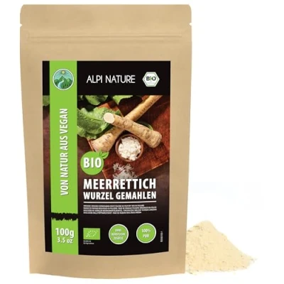 Image of organic ground horseradish, horseradish root from certified farming, powder 100% natural, without additives, vegan (100 GR (3.5oz))