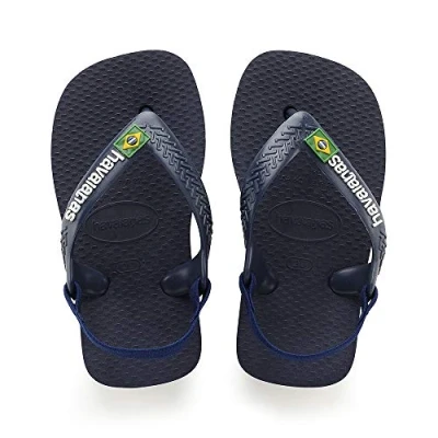 Image of Havaianas Unisex Baby Flip Flop, Navy Blue Citrus Yellow, 1/2 UK Child